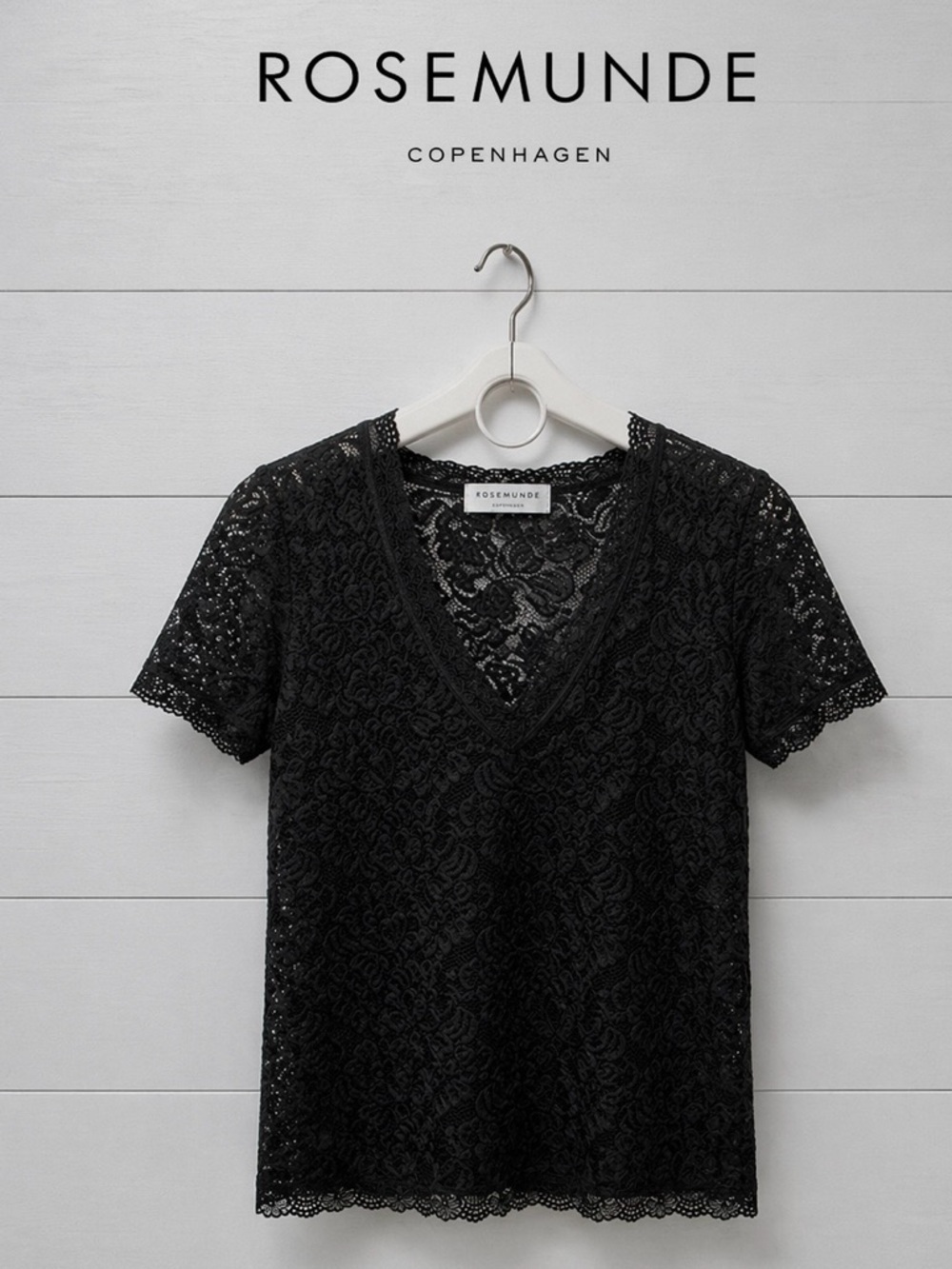 ROSEMUNDE COPENHAGEN – Black Lace Top – Size M (see measurements)